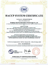 HACCP System Certificate